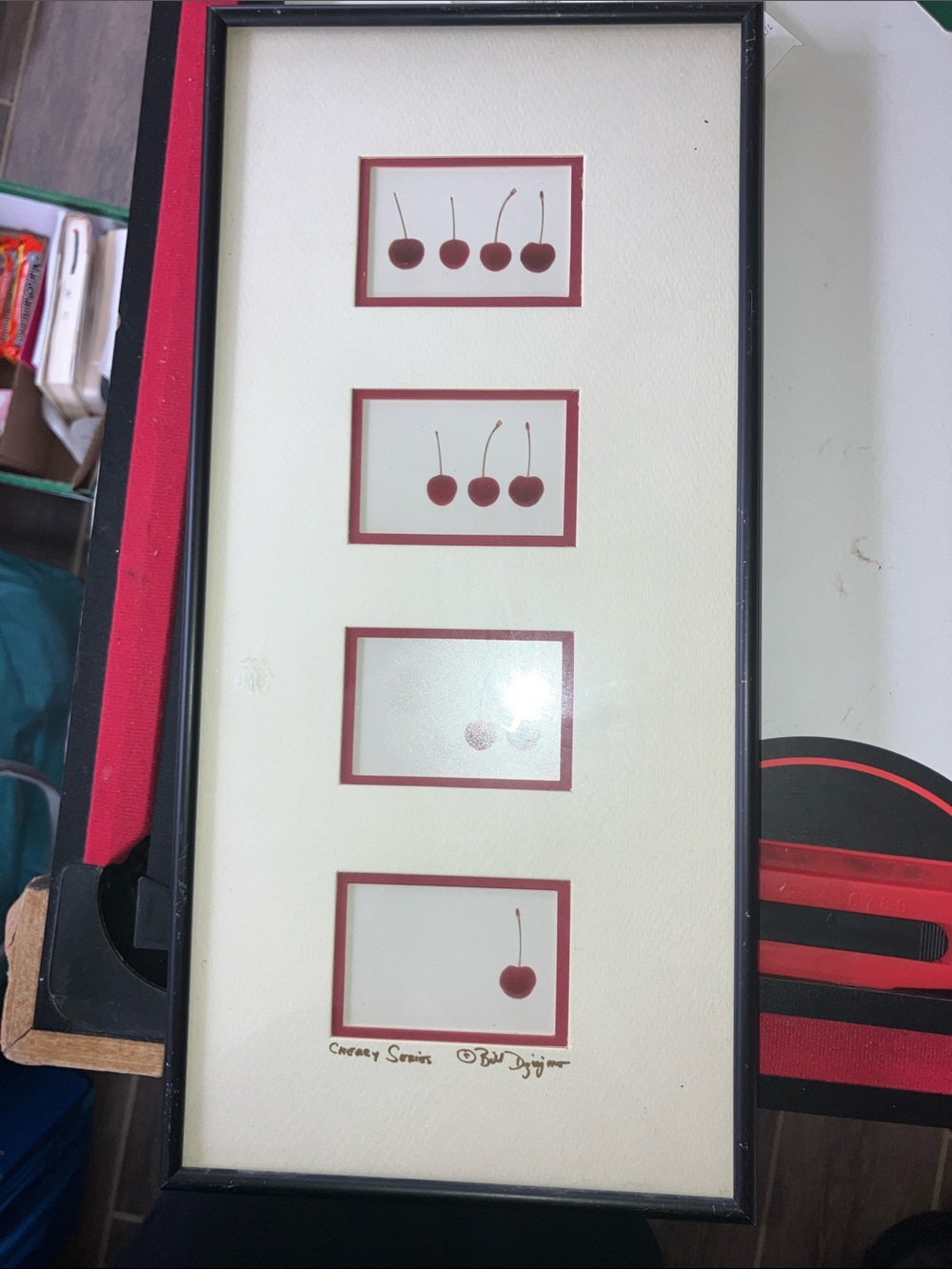 Cherry Series Framed Art Print - Red Cherries by Bill Dziejman Buffalo NY